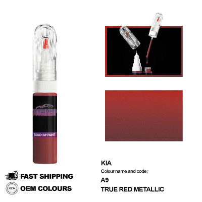 FÜR KIA TRUE RED A9 Touch Up Lackstift Pinsel Fix Kit Kratzer Chip Set Markie...