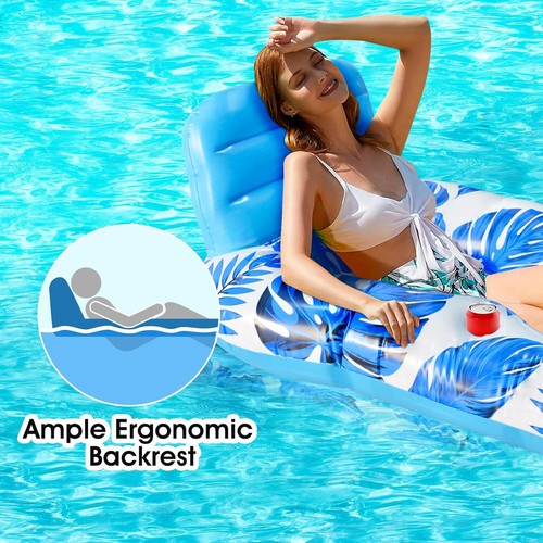 Luftmatratze Lounge 130 x 85 cm Pool Schwimmsessel mit Becherhalter Pool-Flöße - Bild 12 von 23