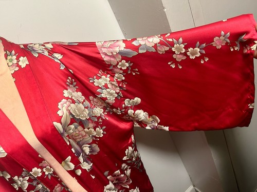 Vintage Sakurai Shoji Japan 100% Silk Kimono Rose Floral Robe One Size Boho VTG - Picture 5 of 15