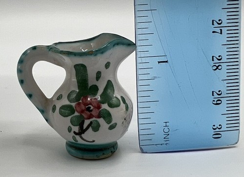 Vintage Miniature Creamer Syrup Pitcher Handpainted Floral Design Italy - Picture 8 of 10