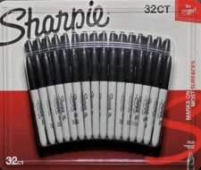 SHARPIE Black Permanent Markers Fine Point 32 Count Pack New Sealed