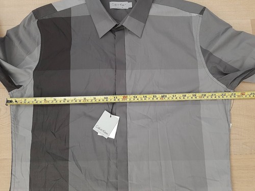 CALVIN KLEIN Premium Mens Button Down Shirt Size L Gray Long Sleeve Cotton NEW - Picture 4 of 19