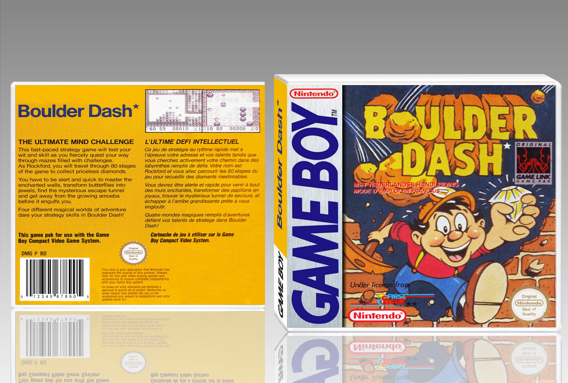 Boitier du jeu BOULDER DASH. GAME BOY. PAL FR. SANS LE JEU.