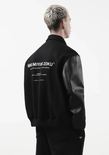 Mki Miyuki Zoku Black Leather Varsity Jacket - XXL / 54 New UVP £595 London UK - Bild 6 von 6