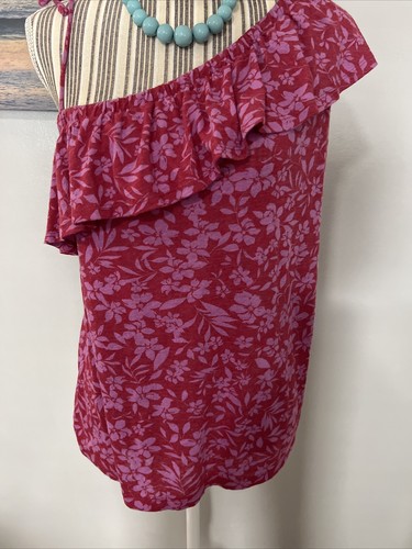 Old Navy Women's Size Large One Shoulder Flower Print Top A-2 - Picture 2 of 8
