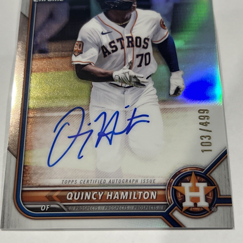 2022 Bowman Cromo QUINCY HAMILTON Refractor Automático #103/499 #CPA-QH Astros - Imagen 5 de 7
