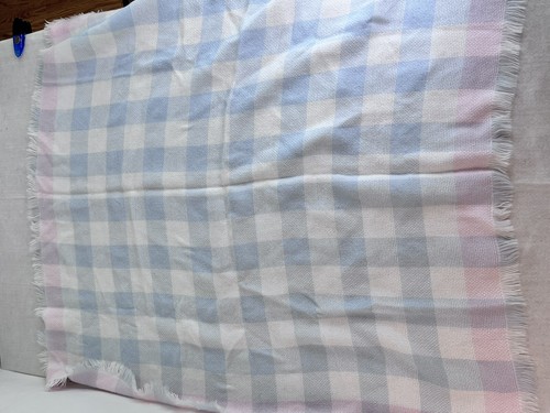 Gear Kids Baby Blanket We Three Weavers Fringe 37 x 37 inch Blue Pink Handwoven - Picture 6 of 7