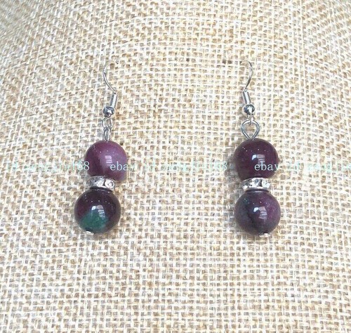 Natural Red Gems in Zoisite Round Beads Necklace Bracelet Earrings Set 6-12mm - Picture 9 of 12
