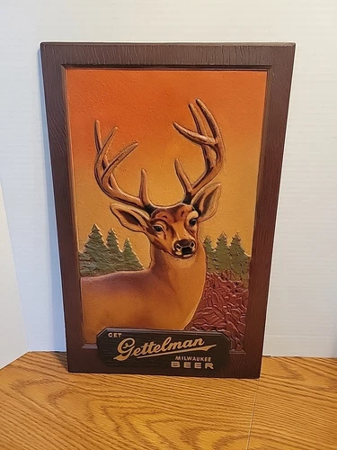 (VTG) 1940 Gettelman Beer Deer Buck Sign Milwaukee Cabin Northwoods Wis