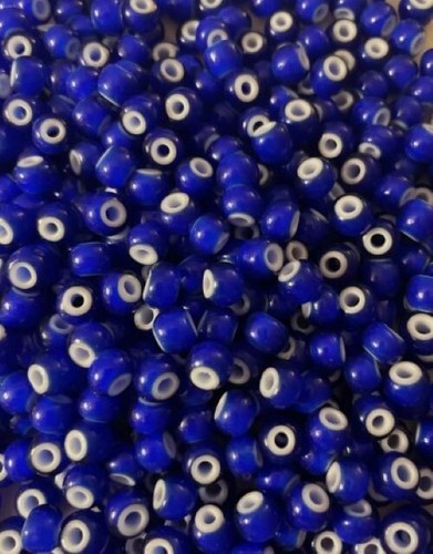 Perline cuore bianco veneziano blu cobalto 1/0, circa 100 perline per filo - Foto 2 di 2