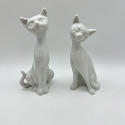 MCM Langhals Kätzchen Katzen Japan Vintage weiß Porzellan Figuren OMC Set Otagiri - Bild 5 von 18