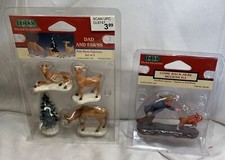 Two(2) LEMAX Christmas Village Collection Come Back Here Reviens/Dad And Fawns