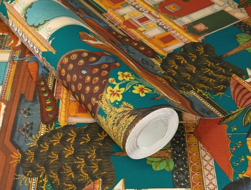 Rasch non-woven wallpaper 746211 petrol orange oriental animals (4,37£/1qm) - Picture 3 of 4