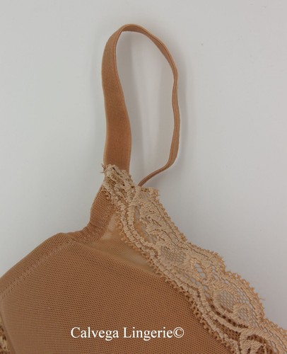 NWT Natori 730023 "Feathers" Contour Plunge Padded Mesh Bra, Beige ("Tan"), 32D - Picture 3 of 7
