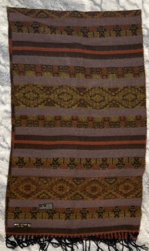 Fendi Winter Scarf Aztec Print Acrylic Patterned Fringed Large Shawl Unisex - Picture 11 of 15