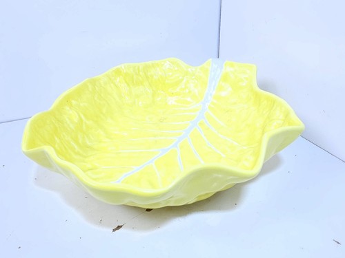 Vintage Selca Yellow Cabbage Leaf Serving Bowl 11" - Picture 1 of 9