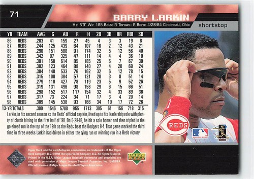 Barry Larkin MEGA SALE - You Pick - Base Set and Inserts - Reds - Listing 2 of 2 - Picture 93 of 273