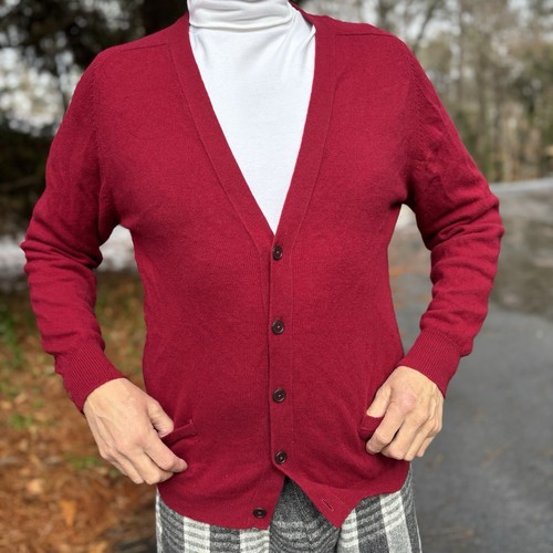 VINTAGE Mid-Century JAMES PRINGLE—Maroon Pure Lambswool Cardigan—Mens L—SCOTLAND - Picture 6 of 12