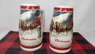 Pair 2010 Budweiser Holiday Steins Collectable Holiday Stein Series