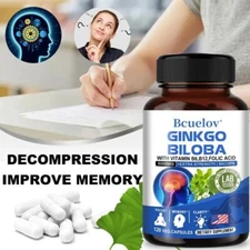 Ginkgo Biloba Supplement Boosts Concentration Memory Brain Function 30-120 Pills