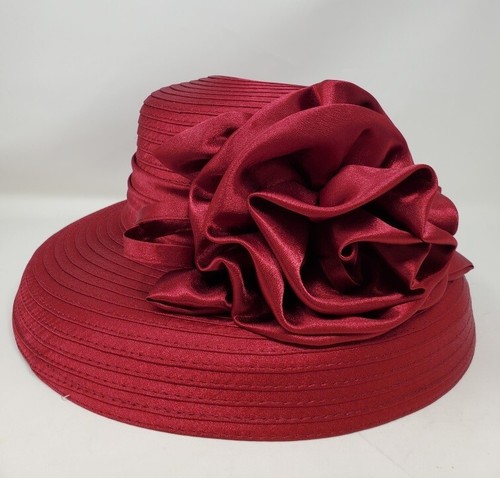 Flower Ribbon Bucket Kentucky Derby Wedding Hat Church Wide Brim Dressy Cocktail - Picture 9 of 11