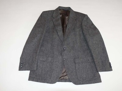 Farah Men s Tweed Sport Coat Size 40 Regular Gray 100 Wool 2 Button Jacket 40R eBay