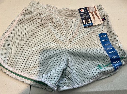 Champion Girls’ Soft Mesh Sporty Short (White/Teal) L (10/12) - Picture 1 of 2