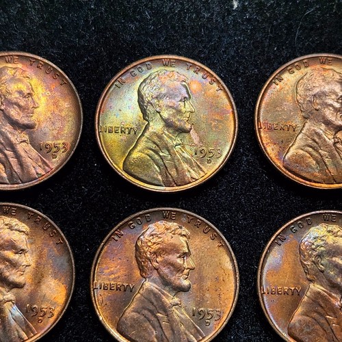 Lot of (10) Toned 1953-D Lincoln Wheat Cents | UNC Condition - Picture 3 of 10
