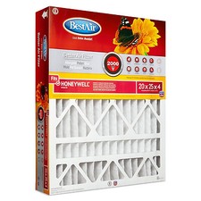 Air Cleaning Furnace Filter, 25 in L, 20 in W, 11 MERV, 1000 to 1200 MPR