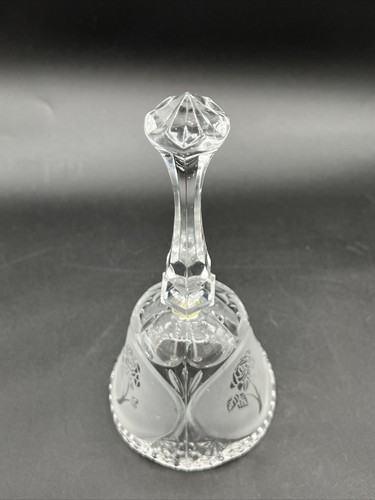 Vintage CRYSTAL TABLE BELL with Frosted rose - Picture 5 of 10