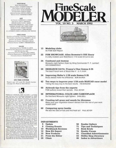 Fine Scale Modeler Mar.92 Char Somua S-35 NASCAR De Havilland Mosquito Night - Picture 2 of 14