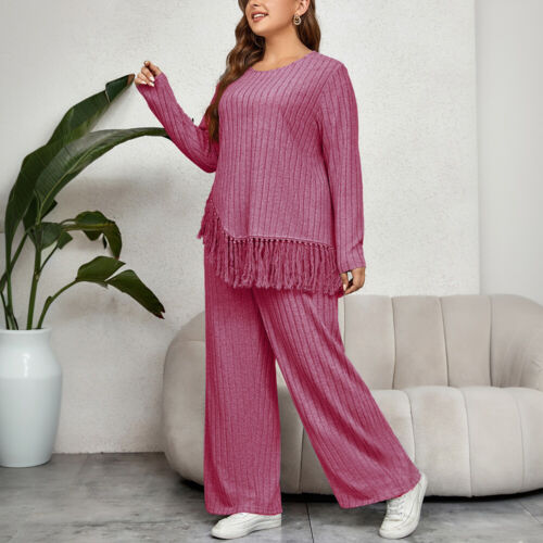 Women Tracksuits Set Fringe Top+Pants Lounge Wear Ladies Casual Loose Loungewear - Picture 10 of 20