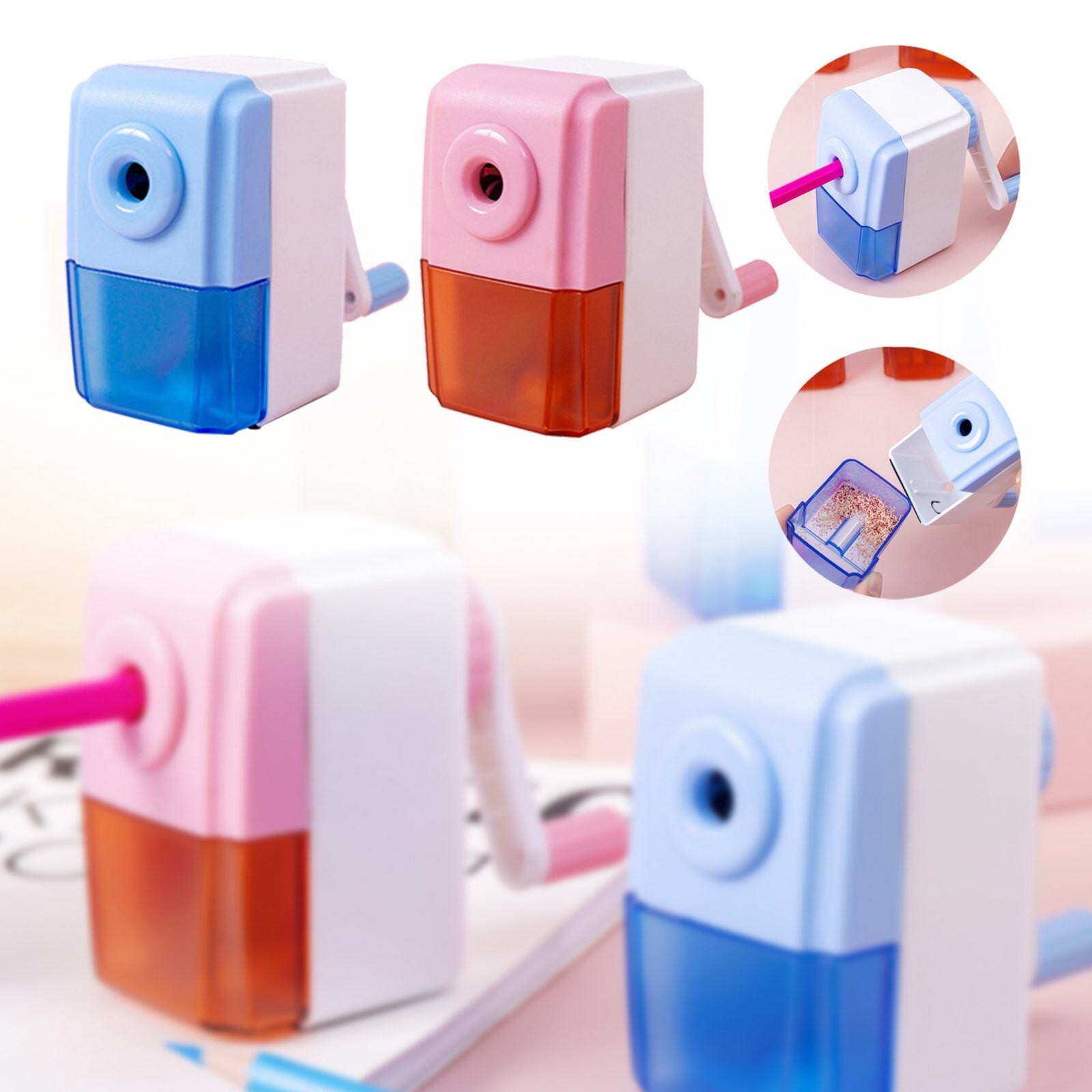Manual Pencil Sharpener with Stronger Helical Blade to Fast Sharpen for Kids SCH
