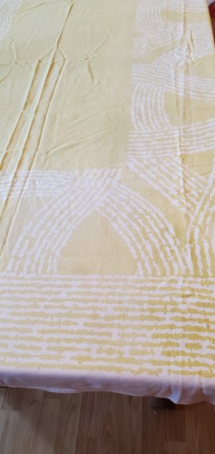 Vintage Mid Century "SIMTEX" Lemon Lime W/White Tablecloth 52" X 66" Cotton EUC - Picture 2 of 11
