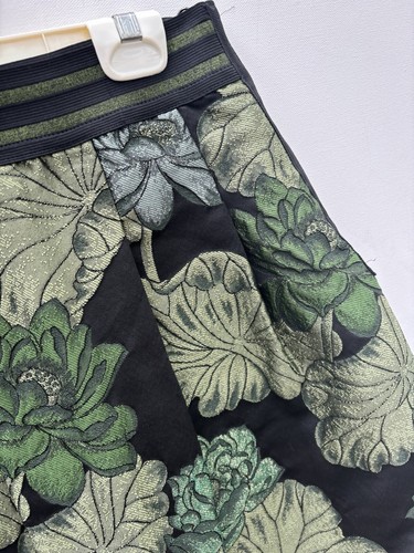 Save The Queen Skirt Black Green Small Floral Brocade Pencil - Picture 2 of 6