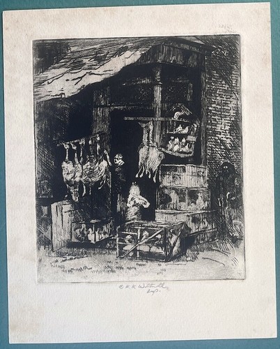 Early1900's Etching Wetherill Elisha Kent Kane " THE GOOSE SHOP "  - Picture 1 of 4
