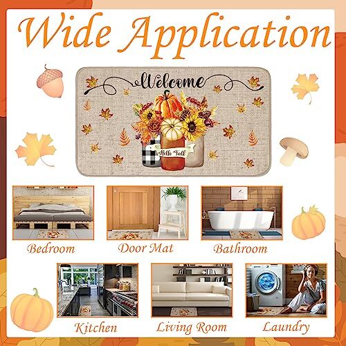 Winter Fall Door Mat Non Slip Farmhouse Welcome Mats Outdoor Indoor Vase - Picture 6 of 8
