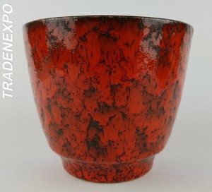 Vintage-60-70-ES-KERAMIK-Red-Planter-Flower-Pot-West-German-Pottery-Fat-Lava