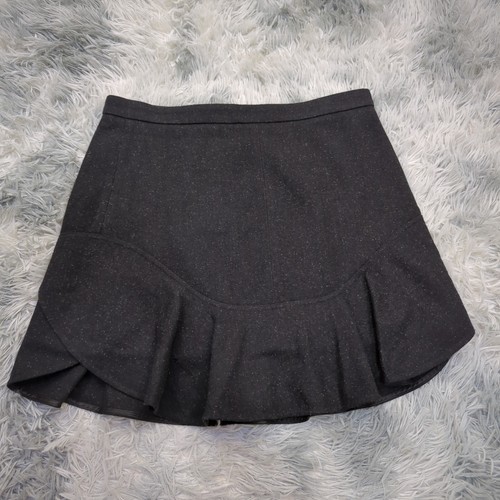 Country Road Curved Ruffle Hem Wool Blend Knit Skirt Womens 12 Black Speckled - Picture 14 of 15