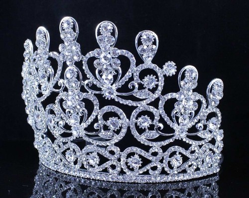 SENSATIONAL CLEAR CRYSTAL RHINESTONE LG TIARA CROWN BRIDAL PROM PAGEANT T11883 - Afbeelding 4 van 5