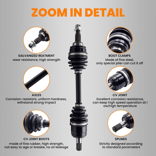 Pair Front CV Joint Axles Set for Honda Rancher 350 TRX 350 4x4 2000 2001-2005 - Picture 4 of 12