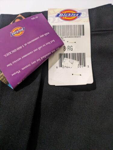 DICKIES Girls Black Bottom Pants 8 New Plain Front Vintage - Picture 2 of 8