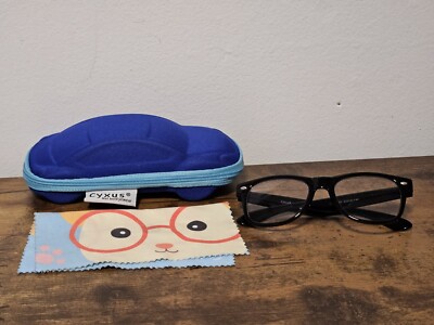 Cyxus Blue Light Blocking Glasses Kids Computer Eyewear W/ CAR CASE & CLOTH EUC