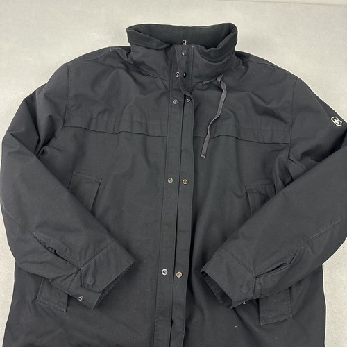 Victorinox Mantel Herren Extra Large schwarz einfarbig durchgehender Reißverschluss Druckknopf Fleecefutter Kapuze XL - Bild 2 von 9
