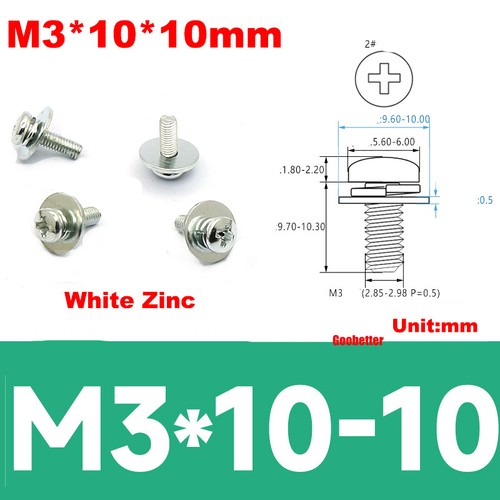 M2 M2.6 M3 M4 Phillips Pan Head Machine Screws With Washer Round Cross Bolts Set - Picture 39 of 39