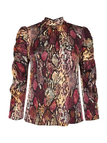 Rebecca Taylor Womens Crew Neck Hammered Silk Snake blouse multicolor 0 $685 - Picture 1 of 5