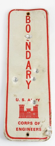 Vintage US Army Corps Of Engineers Metal Boundary Sign Defunct  - Picture 1 of 4