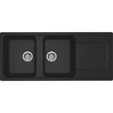 Elleci LIFE LG250040 Lavello 2 Vasche Incasso Gocciolatoio Reversibile 116 Nero