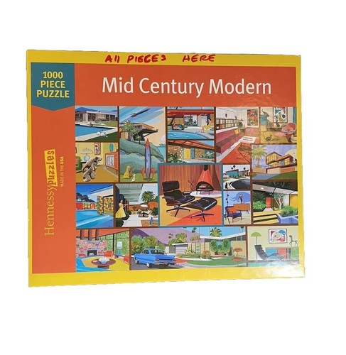 1000 Piece Mid Century Modern 1960’s Fun Jig Saw Colorful Cars Houses Fashion C - Picture 1 of 5