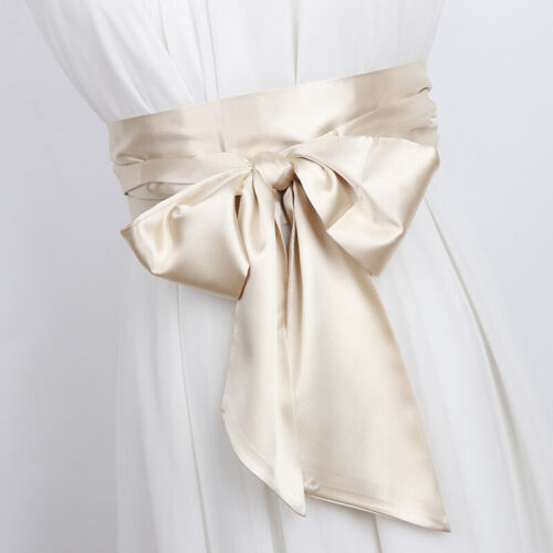 Lady Satin Faux Silk Wide Belt Waistband Japanese Obi Lace Up Long Ribbon Belt - Bild 3 von 20